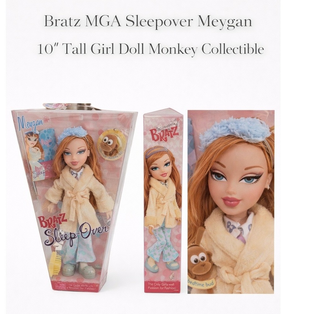 Bratz Sleepover Meygan Doll MGA 10 in Red Hair Monkey Pet New In Box Pajama‎ Y2K